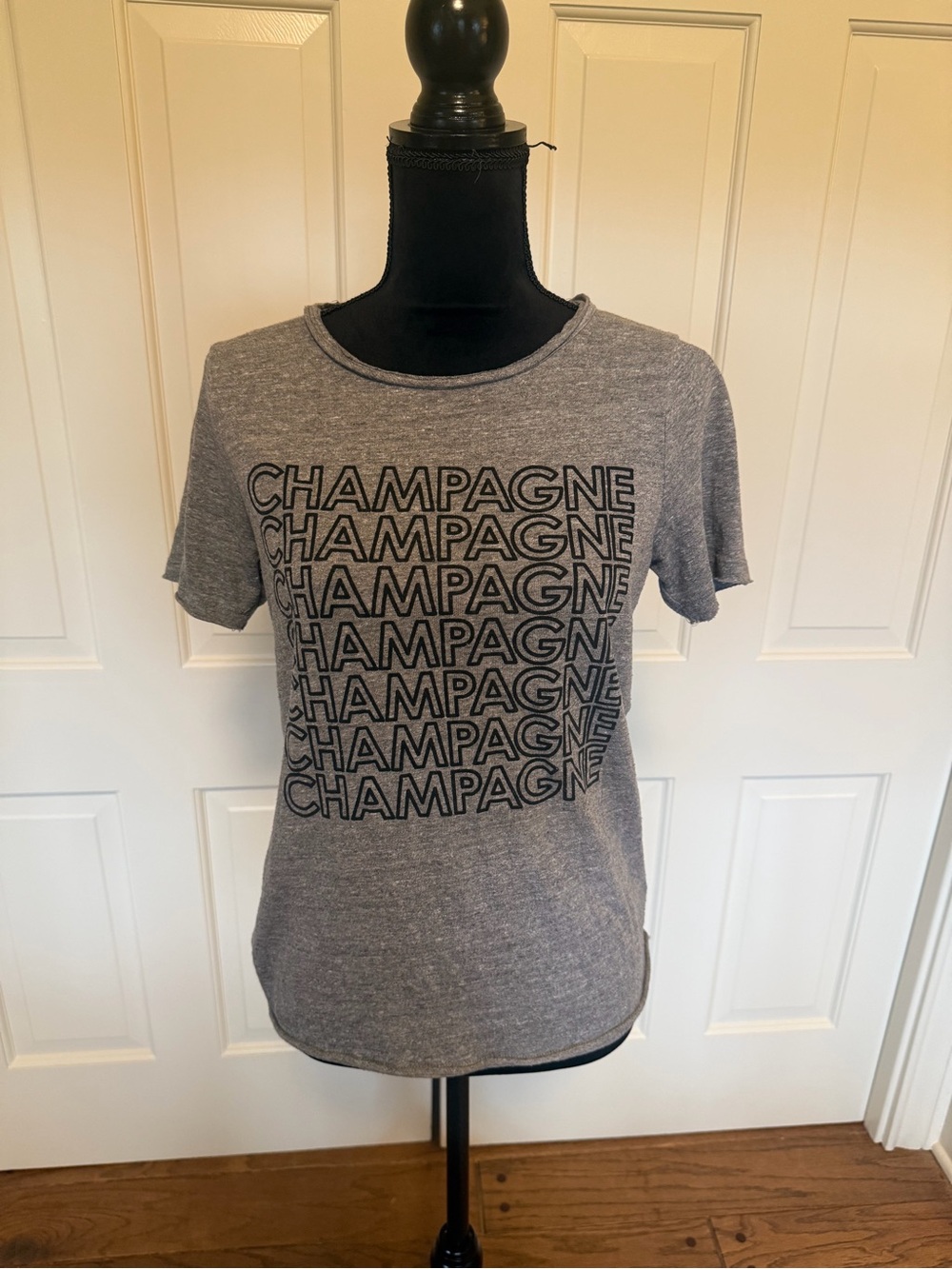 Chaser Gray Repeated "CHAMPAGNE" Graphic Short-Sleeve Tee